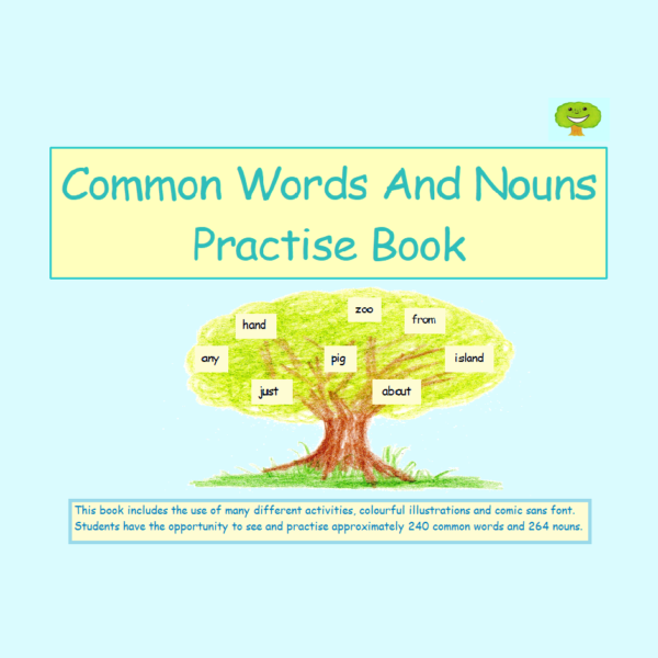 front cover – Common Words And Nouns Practise Book -BBB