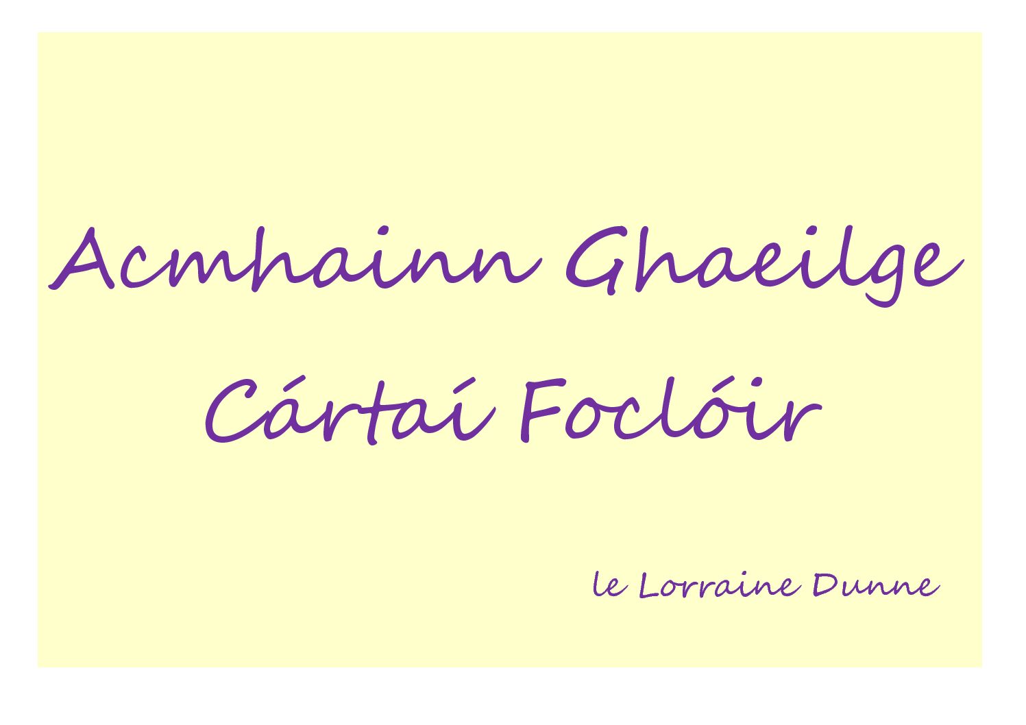 Acmhainn Ghaeilge Cártaí Fóclóir – Front cover